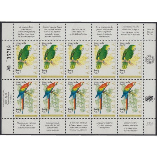 Venezuela 1644/45 1993 América Upaep Fauna en extinción MNH Venezuela 1644/45 1993 América Upaep Fauna en extinción MNH