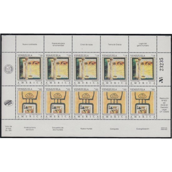 Venezuela 1601/02 1992 América Upaep 500 Años del descubrimiento de América MNH Venezuela 1601/02 1992 América Upaep 500 Años del descubrimiento de América MNH