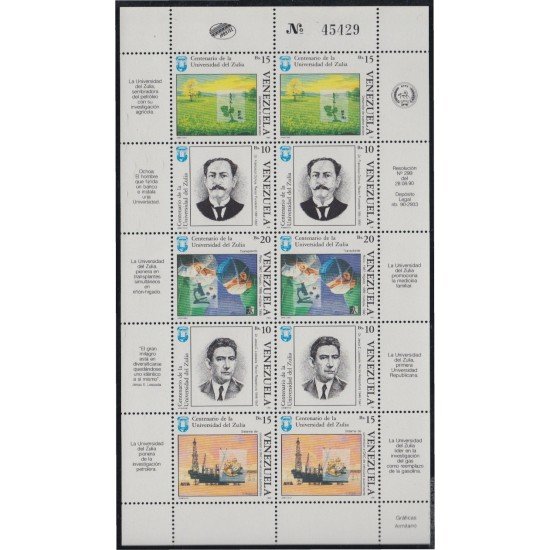 Venezuela 1500/04 1990 Centenario de la Universidad de Zulia MNH Venezuela 1500/04 1990 Centenario de la Universidad de Zulia MNH