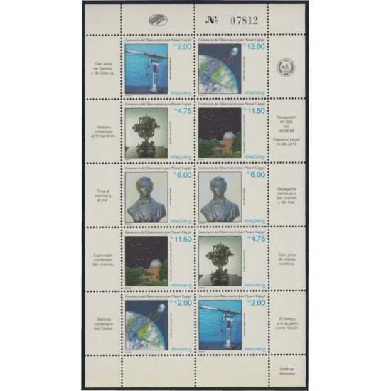 Venezuela 1425/29 MH 1988 Observatorio Juan Manuel Cagigal MNH Venezuela 1425/29 MH 1988 Observatorio Juan Manuel Cagigal MNH