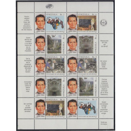 Venezuela 1369/73a 1987 Centenario de Don Bosco MNH Venezuela 1369/73a 1987 Centenario de Don Bosco MNH
