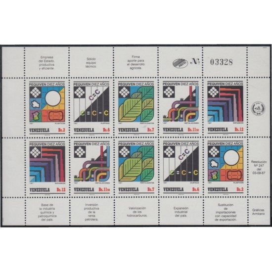 Venezuela 1364/68 1987 10º Aniversario de la industria petroquímica venezolana MNH Venezuela 1364/68 1987 10º Aniversario de la industria petroquímica venezolana MNH