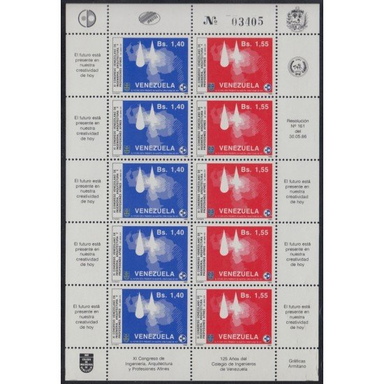 Venezuela 1242/43 MP 1986 XI Congreso venezolano de ingeniería, arquitectura y profesiones afines MNH Venezuela 1242/43 MP 1986 XI Congreso venezolano de ingeniería, arquitectura y profesiones afines MNH