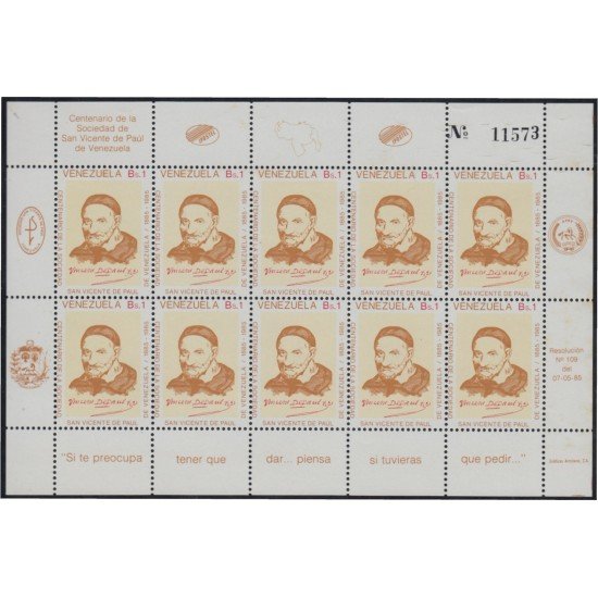 Venezuela 1168 MP 1985 San Vicente de Paul MNH Venezuela 1168 MP 1985 San Vicente de Paul MNH
