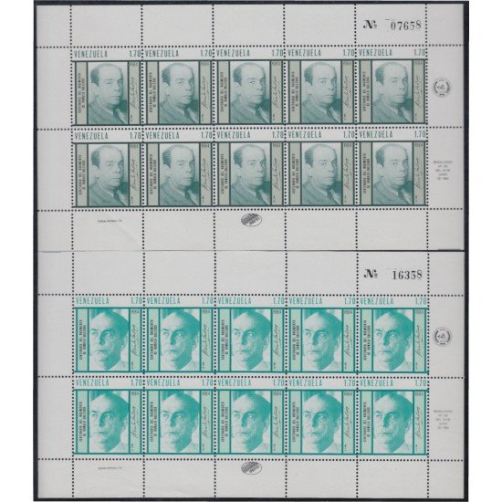 Venezuela 1166/67 MP 1985 Rómulo Gallegos MNH Venezuela 1166/67 MP 1985 Rómulo Gallegos MNH