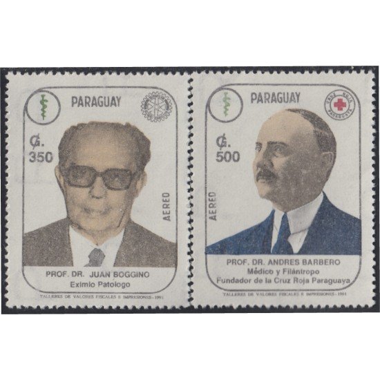 Paraguay A- 1191/92 1991 Profesores DR. Juan Boggino y Andrés Barbero MNH Paraguay A- 1191/92 1991 Profesores DR. Juan Boggino y Andrés Barbero MNH