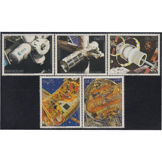 Paraguay A- 1075/79 1988 Aeronáutica elementos de estaciones espaciales MNH Paraguay A- 1075/79 1988 Aeronáutica elementos de estaciones espaciales MNH