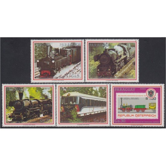 Paraguay A- 1070/74 1988 Locomotoras su evolución Tren Train MNH Paraguay A- 1070/74 1988 Locomotoras su evolución Tren Train MNH