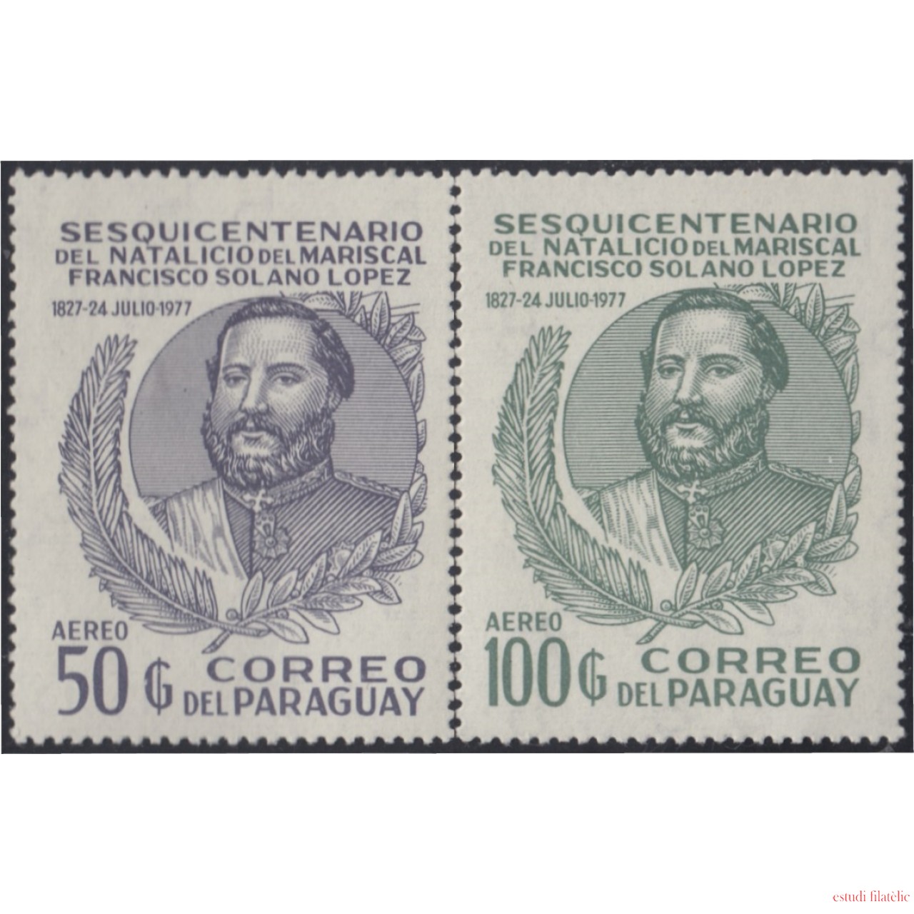 Paraguay A-816/17 1977 Mariscal Francisco Solano López MNH