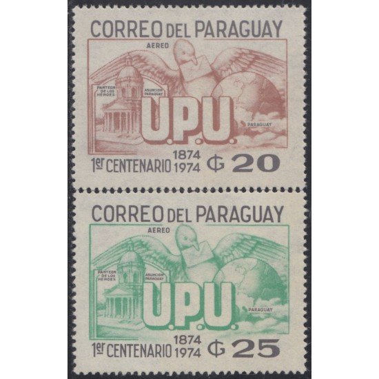 Paraguay A- 691/92 1975 Centenario de UPU MNH