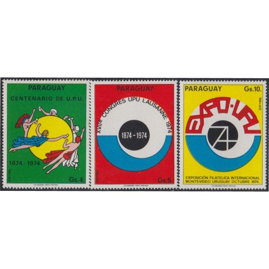Paraguay A- 682/84 1974 Centenario de UPU MNH Paraguay A- 682/84 1974 Centenario de UPU MNH
