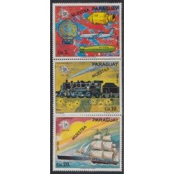 Paraguay A- 672/74 1974 Centenario de UPU Barco Locomotora Graf Zeppelin MH Paraguay A- 672/74 1974 Centenario de UPU Barco Locomotora Graf Zeppelin MH