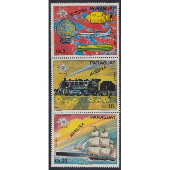 Paraguay A- 672/74 1974 Centenario de UPU Barco Locomotora Graf Zeppelin MH