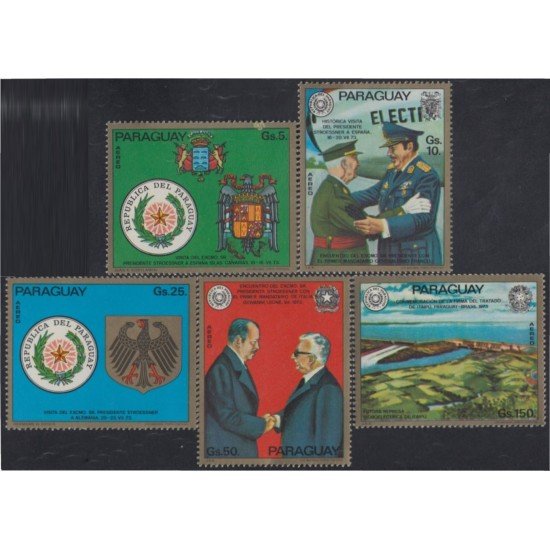 Paraguay A- 664/68 1974 Gral. Alfredo Stroessner y Giovanni Leone Presidente de Italia MNH Paraguay A- 664/68 1974 Gral. Alfredo Stroessner y Giovanni Leone Presidente de Italia MNH