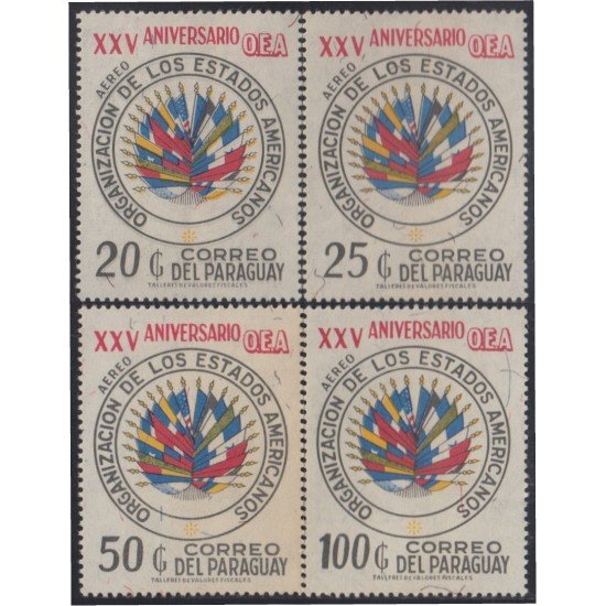 Paraguay A- 640/43 1973 XXV Aniversario de la OEA MH Paraguay A- 640/43 1973 XXV Aniversario de la OEA MH
