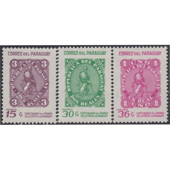 Paraguay A- 543/45 1970 Centenario del primer sello paraguayo MNH Paraguay A- 543/45 1970 Centenario del primer sello paraguayo MNH