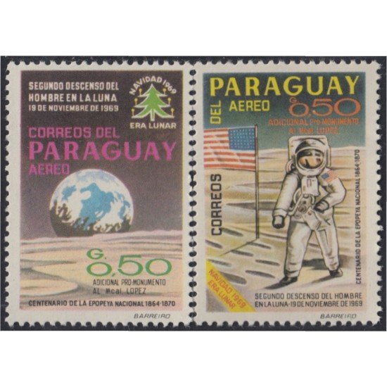 Paraguay A- 525/26 1969 Segundo descenso del hombre en la Luna MNH