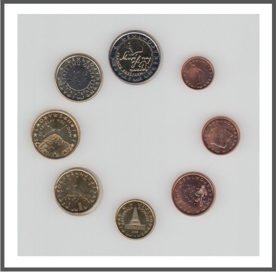 Eslovenia 2008 Emisión monedas Sistema monetario euro € Tira Eslovenia 2008 Emisión monedas Sistema monetario euro € Tira