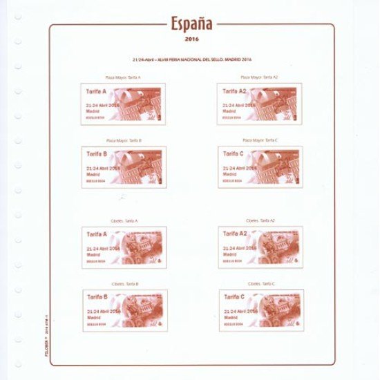 Hojas España Cultural Filober ATM Etiquetas 2016 montadas Hojas España Cultural Filober ATM Etiquetas 2016 montadas
