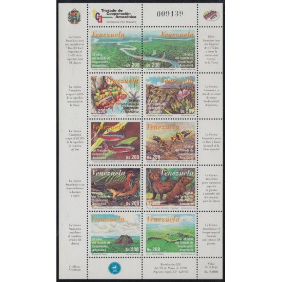 Venezuela 2123/32 1998 20º Aniversario del Tratado de cooperación Amazónica MNH Venezuela 2123/32 1998 20º Aniversario del Tratado de cooperación Amazónica MNH