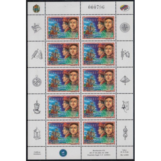 Venezuela 2072 MP 1998 Cristóbal Colón y Américo Vespucci MNH