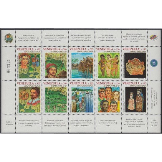 Venezuela 2062/71 1998 500 Aniversario del descubrimiento de Venezuela MNH Venezuela 2062/71 1998 500 Aniversario del descubrimiento de Venezuela MNH