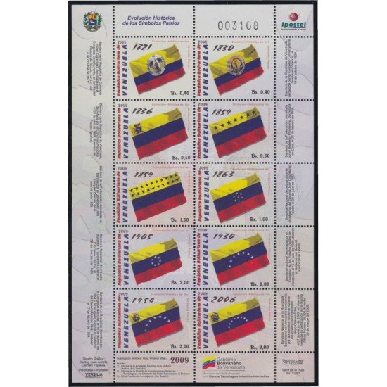 Venezuela 2862/71 2009 Símbolos nacionales Banderas MNH Venezuela 2862/71 2009 Símbolos nacionales Banderas MNH