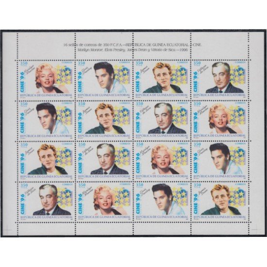 Guinea Ecuatorial Minipliego 218/21 1996 Cine Marilyn Monroe Elvis Presley Vittorio de Sica James Dean Guinea Ecuatorial Minipliego 218/21 1996 Cine Marilyn Monroe Elvis Presley Vittorio de Sica James Dean