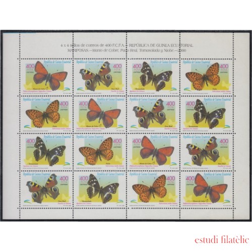 Guinea Ecuatorial 267/70 2000 Minihojita Mariposas Butterflies MNH