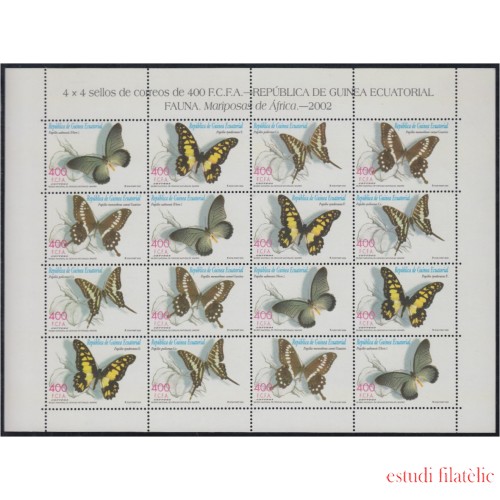 Guinea Ecuatorial 296/99 2003 Minihojita Fauna Mariposas de África MNH