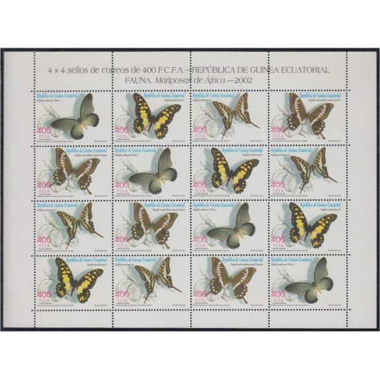 Guinea Ecuatorial 296/99 2003 Minihojita Fauna Mariposas de África MNH