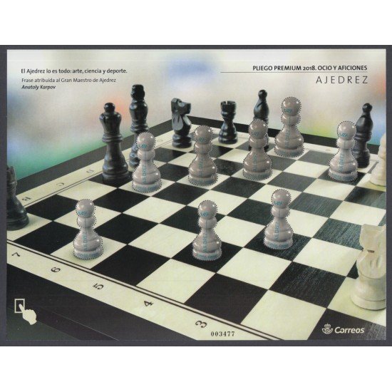 España Pliego Premium 64 2018 Ajedrez Chess  Sellos nuevos sin fijasellos MNH