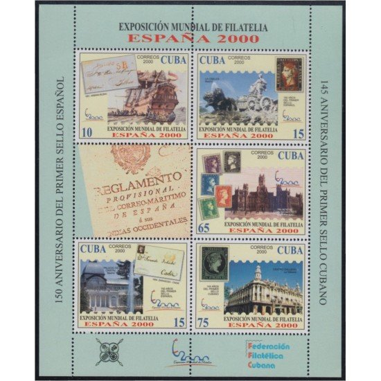 España Spain Emisión Conjunta 2000 Cuba España Hojita Exposición Mundial Filatelia España Spain Emisión Conjunta 2000 Cuba España Hojita Exposición Mundial Filatelia