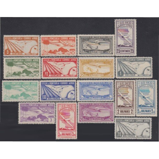 Venezuela  A- 47/63 1937 Serie antigua Avión MNH