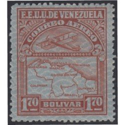 Venezuela A- 26 1932 Inauguración de la red interna de Aéropostal Avioneta y mapa de Venezuela en papel de seguridad MNH Venezuela A- 26 1932 Inauguración de la red interna de Aéropostal Avioneta y mapa de Venezuela en papel de seguridad MNH