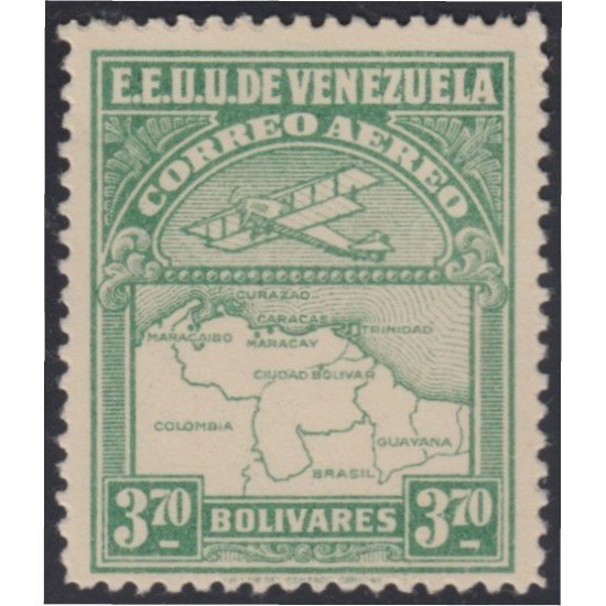 Venezuela A- 14 1930 Inauguración de la red interna de Aéropostal Avioneta y mapa de Venezuela MNH Venezuela A- 14 1930 Inauguración de la red interna de Aéropostal Avioneta y mapa de Venezuela MNH