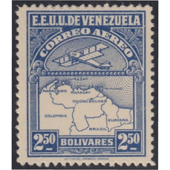 Venezuela A- 13 1930 Inauguración de la red interna de Aéropostal Avioneta y mapa de Venezuela MNH Venezuela A- 13 1930 Inauguración de la red interna de Aéropostal Avioneta y mapa de Venezuela MNH