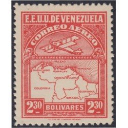 Venezuela A- 12 1930 Inauguración de la red interna de Aéropostal Avioneta y mapa de Venezuela MNH Venezuela A- 12 1930 Inauguración de la red interna de Aéropostal Avioneta y mapa de Venezuela MNH