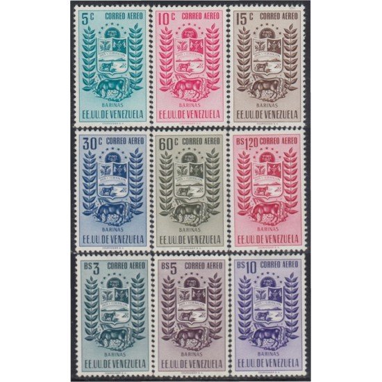 Venezuela  A- 519/27 1953 Escudo del Estado de Barinas MNH