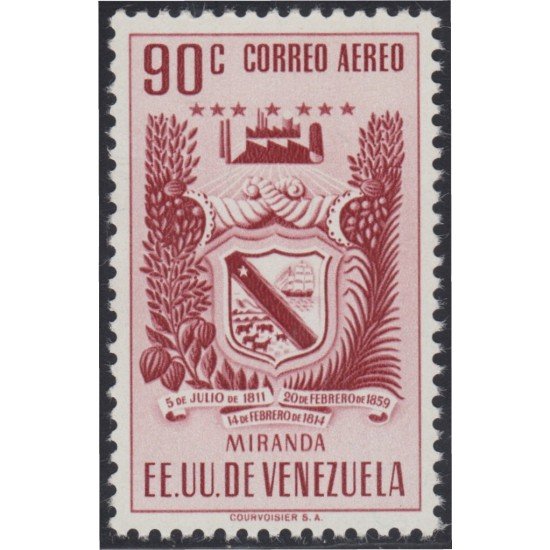 Venezuela  A- 417 1952 Escudo del Estado de Miranda MNH