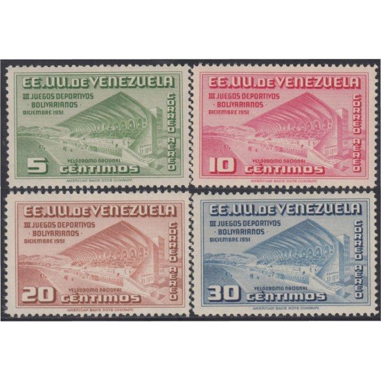 Venezuela  A- 368/71 1952 Juegos deportivos sudamericanos en Caracas MNH