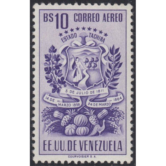 Venezuela A- 348C 1951 Escudo del Estado de Táchira MNH Venezuela A- 348C 1951 Escudo del Estado de Táchira MNH