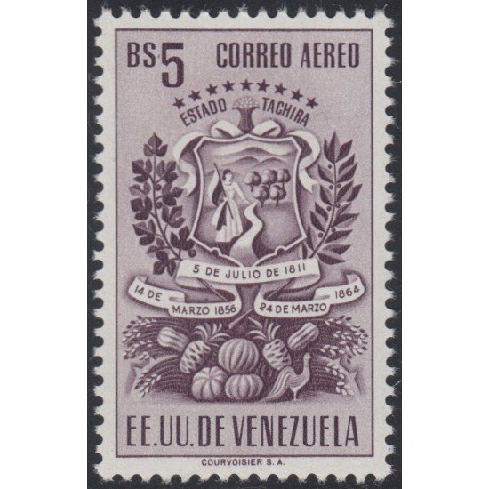 Venezuela A- 348B 1951 Escudo del Estado de Táchira MNH Venezuela A- 348B 1951 Escudo del Estado de Táchira MNH