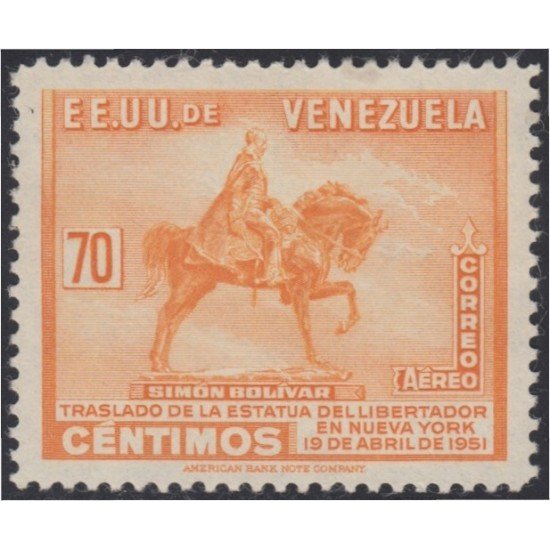 Venezuela  A- 327  1951 Estatua Simón Bolívar MNH