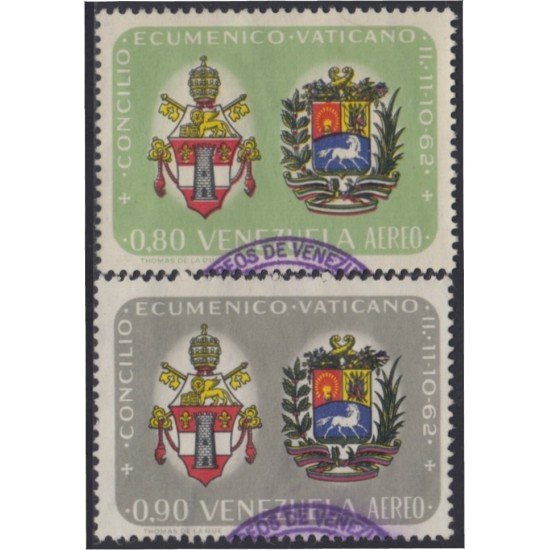 Venezuela  A- 787/88 1963 Concilio Ecuménico Vaticano usados