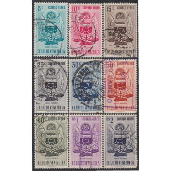 Venezuela A- 537/45 1953 Escudo del Estado de Nueva Esparta usados Venezuela A- 537/45 1953 Escudo del Estado de Nueva Esparta usados