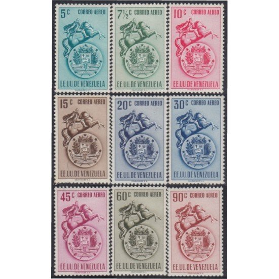 Venezuela A- 361A/67A 1951 Estatua de Bolívar Escudo de Venezuela MH Venezuela A- 361A/67A 1951 Estatua de Bolívar Escudo de Venezuela MH