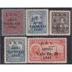 Venezuela A- 218/22 1947 Timbres de 1932/40 Junta Revolucionaria de Gobierno Petroleo Simón Bolivar MH Venezuela A- 218/22 1947 Timbres de 1932/40 Junta Revolucionaria de Gobierno Petroleo Simón Bolivar MH