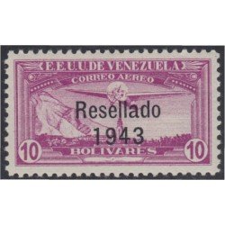 Venezuela A- 175 1943 Timbres de 1937 Resellado Avión MH Venezuela A- 175 1943 Timbres de 1937 Resellado Avión MH