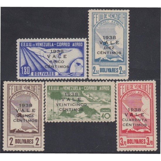 Venezuela A- 97/01 1938 Timbres de 1937 Avión Montañas Airplane Mountains MH Venezuela A- 97/01 1938 Timbres de 1937 Avión Montañas Airplane Mountains MH